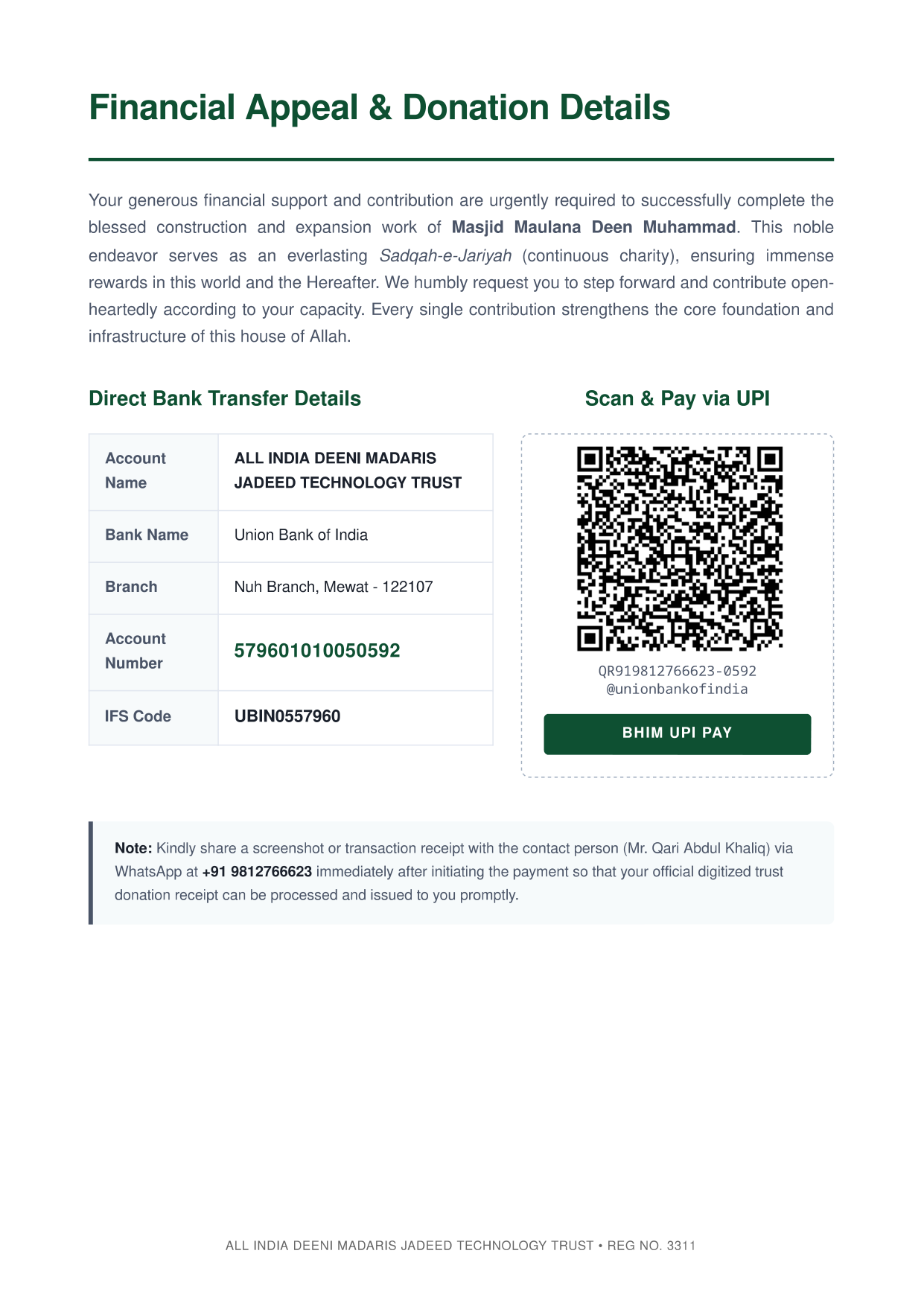 Official payment slip